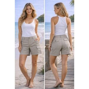 Eddie Bauer Cargo Shorts Women Size 10 Tan Khaki Hiking Outdoor Lightweight